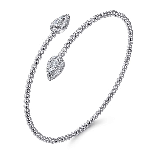 14K White Gold Bujukan Diamond Bangle