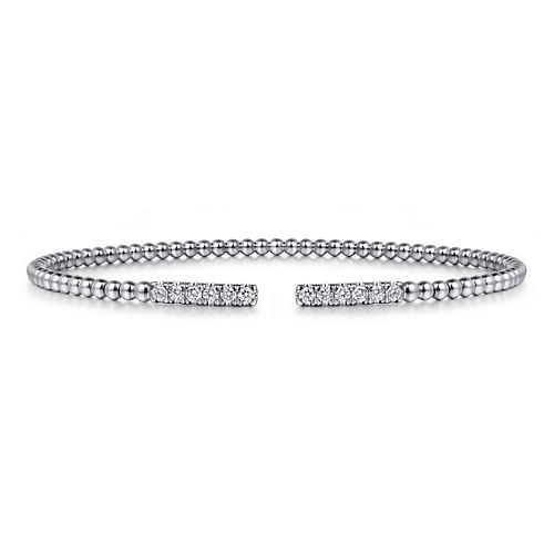 14K White Gold Bujukan Diamond Bars Bangle