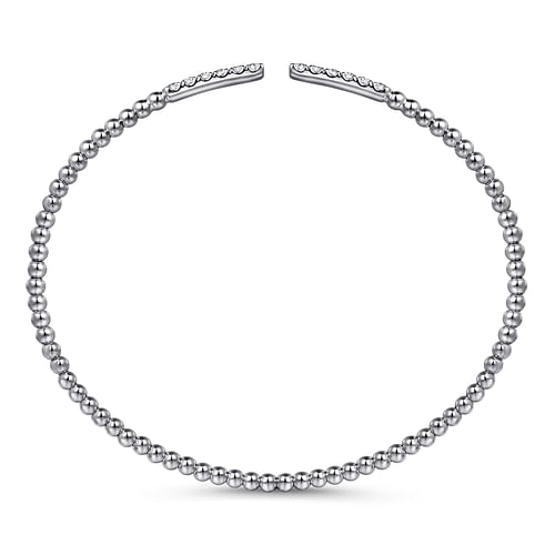 14K White Gold Bujukan Diamond Bars Bangle