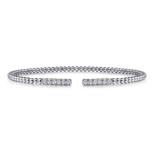 14K White Gold Bujukan Diamond Bars Bangle