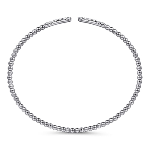 14K White Gold Bujukan Diamond Bars Bangle