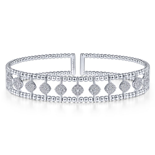 14K White Gold Bujukan Diamond Cuff Bangle