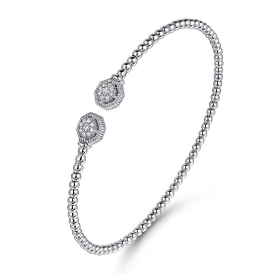14K White Gold Bujukan Diamond Hexagon Split Bangle angle 2