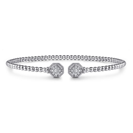 Gabriel - 14K White Gold Bujukan Diamond Hexagon Split Bangle
