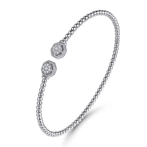 14K White Gold Bujukan Diamond Hexagon Split Bangle