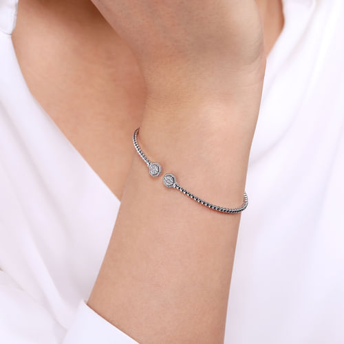 14K White Gold Bujukan Diamond Hexagon Split Bangle