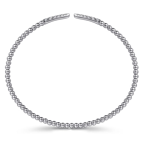 14K White Gold Bujukan Diamond Spikes Split Bangle