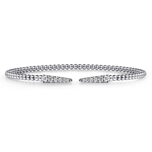 14K White Gold Bujukan Diamond Spikes Split Bangle