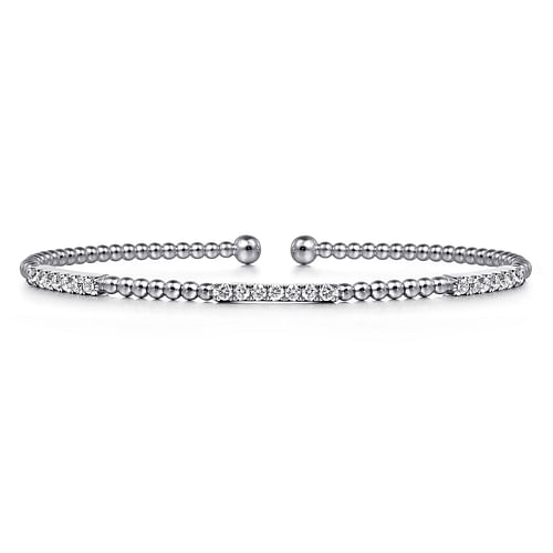 14K White Gold Bujukan Diamond Stations Bangle