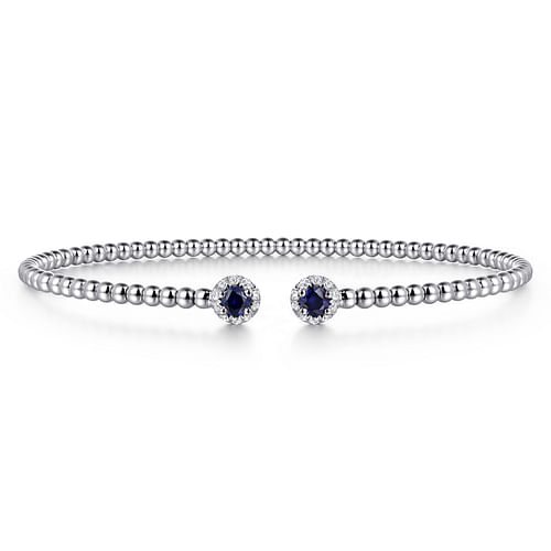 14K White Gold Bujukan Sapphire and Diamond Split Bangle