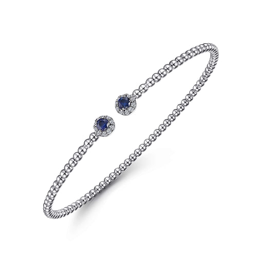 14K White Gold Bujukan Sapphire and Diamond Split Bangle