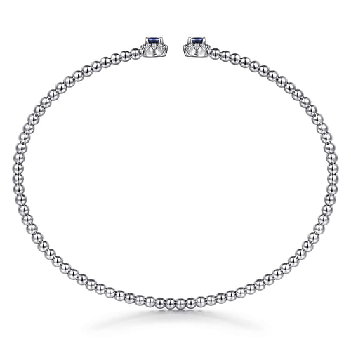 14K White Gold Bujukan Sapphire and Diamond Split Bangle