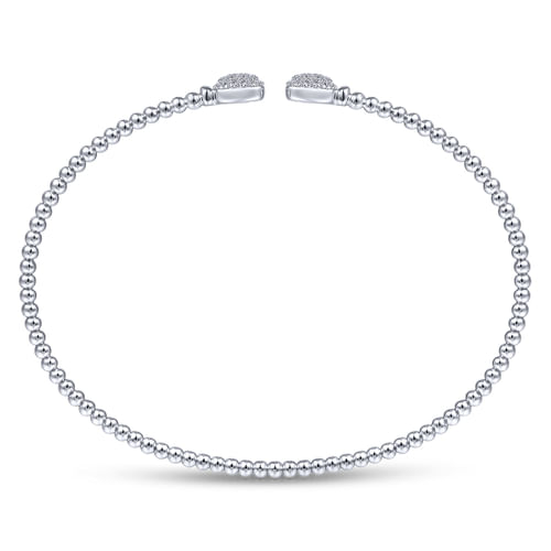 14K White Gold Bujukan Split Cuff Bracelet with Pav¿ª Diamond Squares