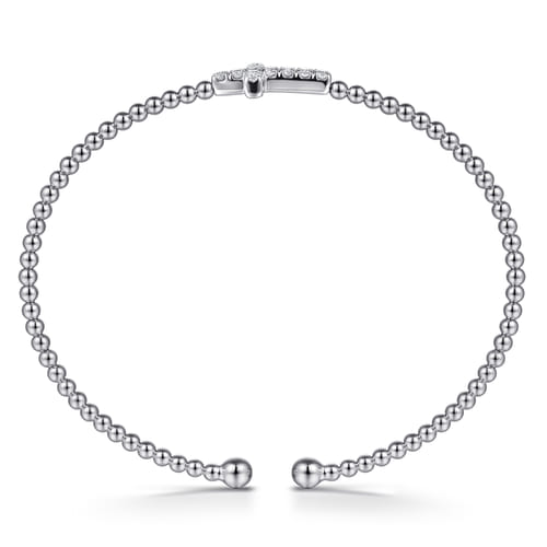 14K White Gold Bujukan and Diamond Cross Split Bangle Bracelet