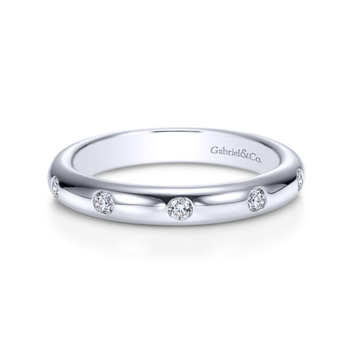 14K White Gold Burnish Set Diamond Eternity Band
