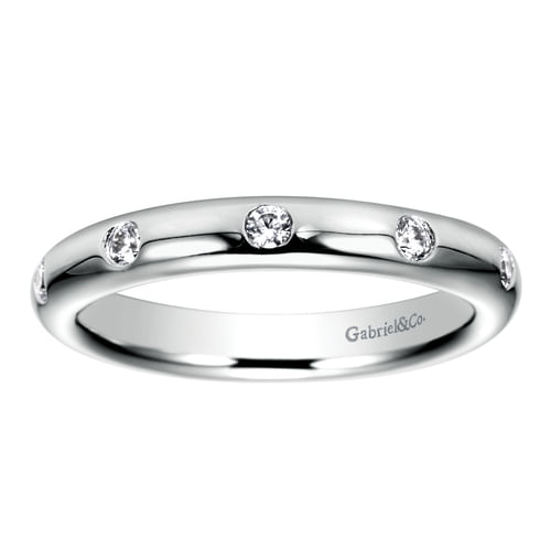 14K White Gold Burnish Set Diamond Eternity Band