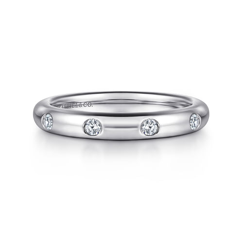 14K White Gold Burnish Set Diamond Eternity Band