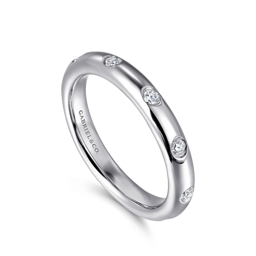 14K White Gold Burnish Set Diamond Eternity Band