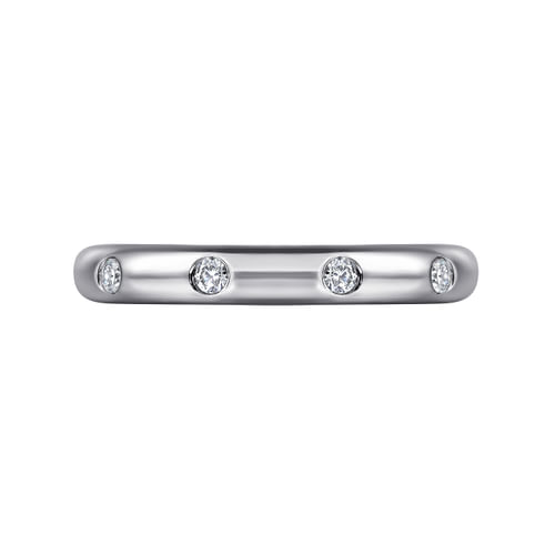 14K White Gold Burnish Set Diamond Eternity Band