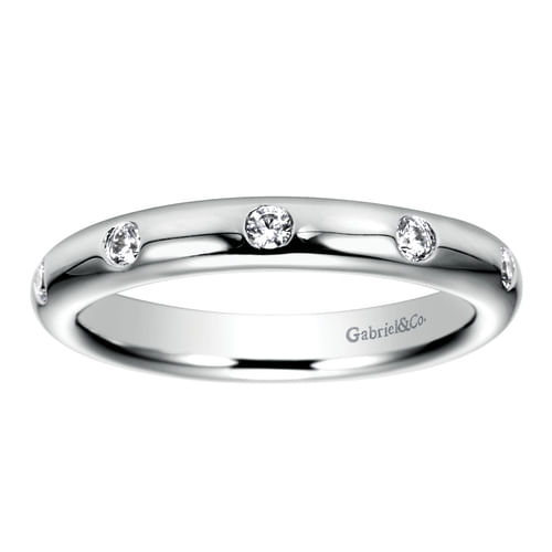 14K White Gold Burnish Set Diamond Eternity Band