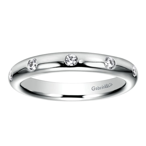 14K White Gold Burnish Set Diamond Eternity Band