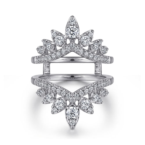 14K White Gold Bursting Chevron Diamond Ring Enhancer
