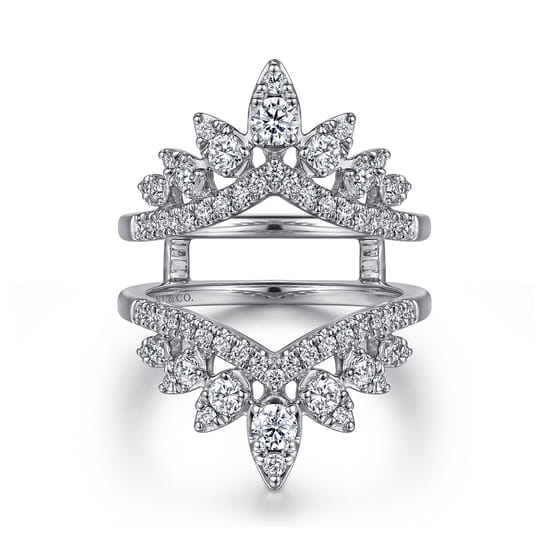 14K White Gold Bursting Chevron Diamond Ring Enhancer