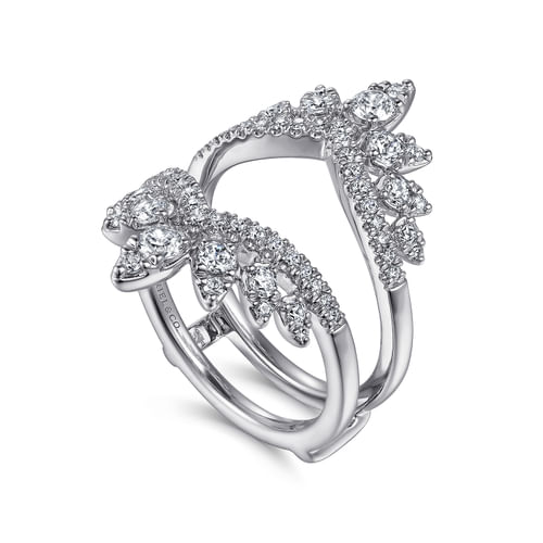 14K White Gold Bursting Chevron Diamond Ring Enhancer