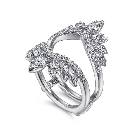 14K White Gold Bursting Chevron Diamond Ring Enhancer angle 3