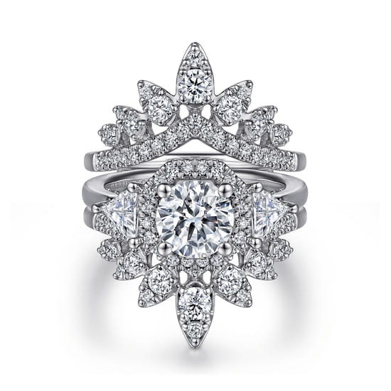 14K White Gold Bursting Chevron Diamond Ring Enhancer angle 4