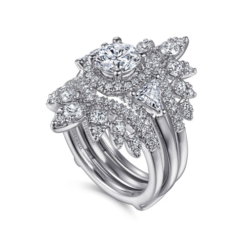 14K White Gold Bursting Chevron Diamond Ring Enhancer
