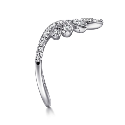 14K White Gold Bursting Diamond Chevron Ring