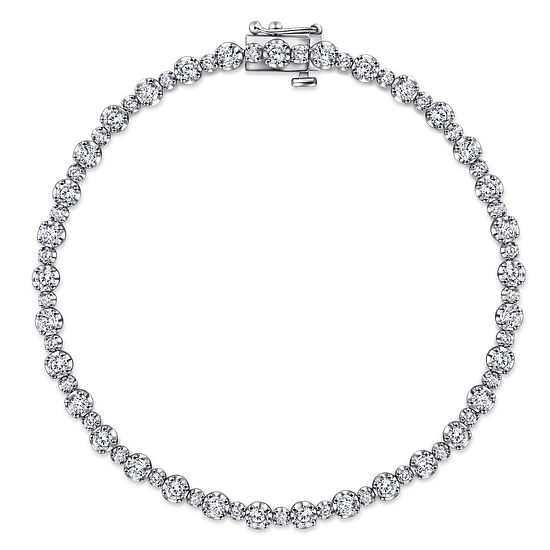 Gabriel - 14K White Gold Buttercup Set Diamond Tennis Bracelet