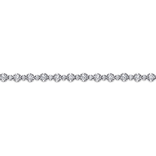 14K White Gold Buttercup Set Diamond Tennis Bracelet