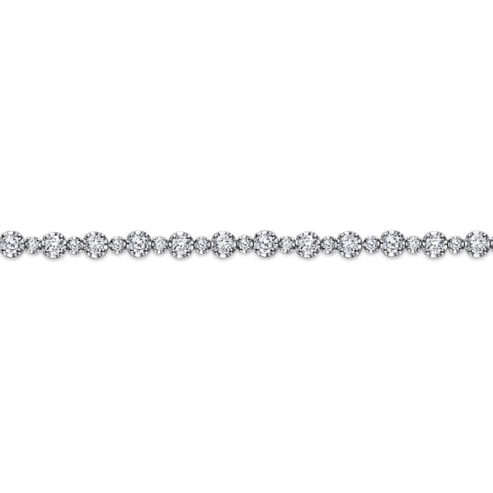 14K White Gold Buttercup Set Diamond Tennis Bracelet angle 2