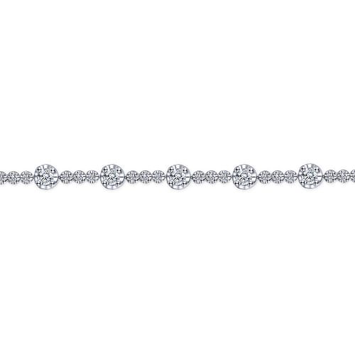 14K White Gold Buttercup Set Diamond Tennis Bracelet