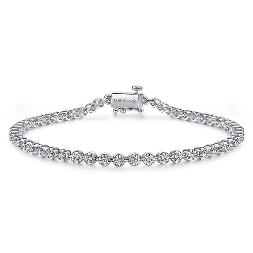 14K White Gold Buttercup Set Diamond Tennis Bracelet