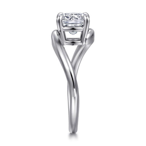 14K White Gold Bypass Cushion Cut Diamond Engagement Ring