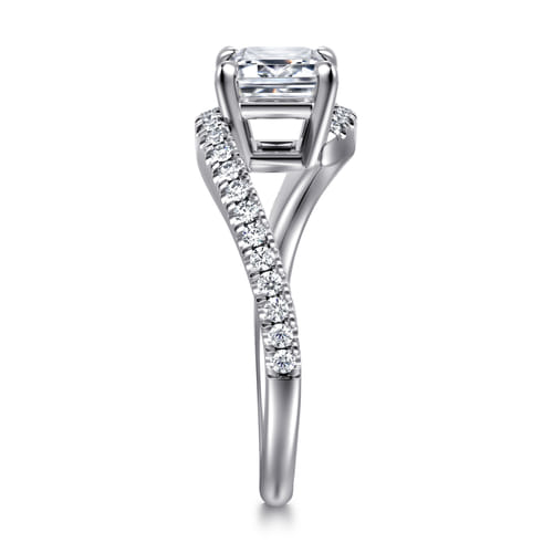 14K White Gold Bypass Emerald Cut Diamond Engagement Ring 14K White Gold Bypass Emerald Cut Diamond Engagement Ring