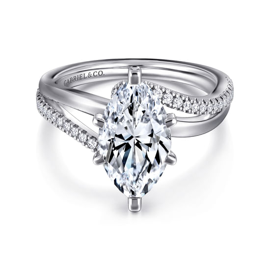 Gabriel - 14K White Gold Bypass Marquise Diamond Engagement Ring