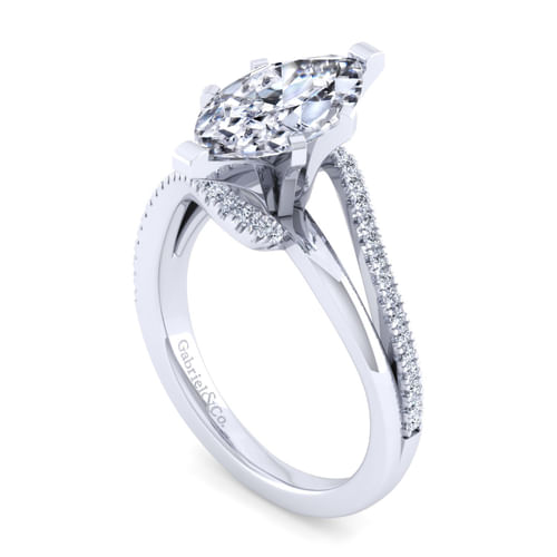 14K White Gold Bypass Marquise Diamond Engagement Ring