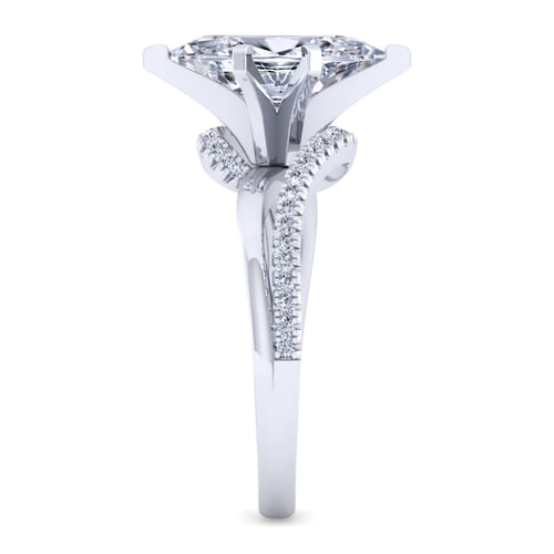 14K White Gold Bypass Marquise Diamond Engagement Ring