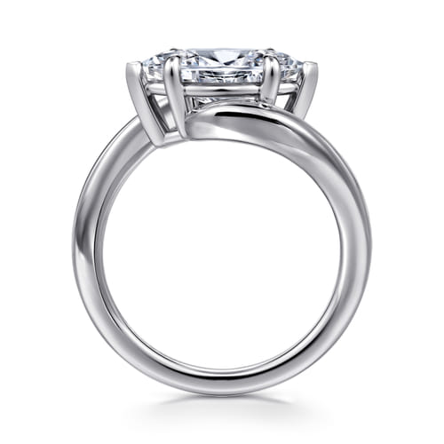 14K White Gold Bypass Marquise Shape Diamond Engagement Ring
