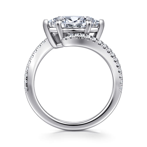 14K White Gold Bypass Marquise Shape Diamond Engagement Ring