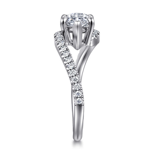 14K White Gold Bypass Marquise Shape Diamond Engagement Ring