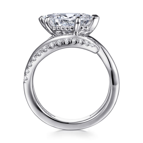 14K White Gold Bypass Marquise Shape Diamond Engagement Ring