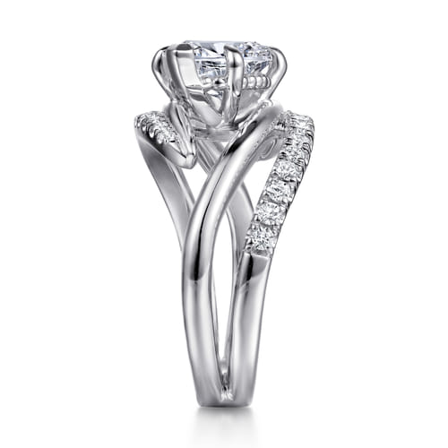 14K White Gold Bypass Marquise Shape Diamond Engagement Ring