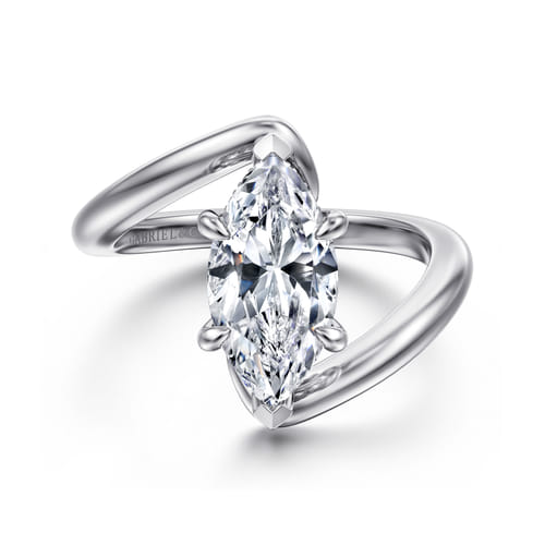 14K White Gold Bypass Marquise Shape Diamond Engagement Ring 14K White Gold Bypass Marquise Shape Diamond Engagement Ring