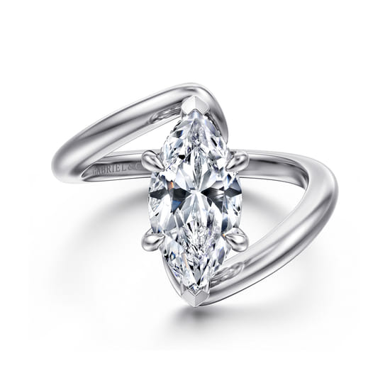 Gabriel - 14K White Gold Bypass Marquise Shape Diamond Engagement Ring Gabriel - 14K White Gold Bypass Marquise Shape Diamond Engagement Ring