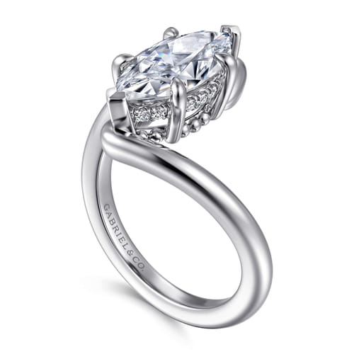 14K White Gold Bypass Marquise Shape Diamond Engagement Ring 14K White Gold Bypass Marquise Shape Diamond Engagement Ring